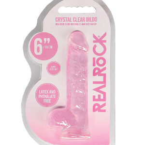 Shots RealRock Realistic Crystal Clear 6" Dildo w/Balls - Pink