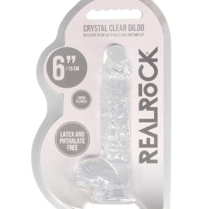 Shots RealRock Realistic Crystal Clear 6" Dildo w/Balls - Transparent Clear