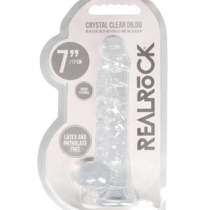 Shots RealRock Realistic Crystal Clear 7" Dildo w/Balls - Transparent Clear