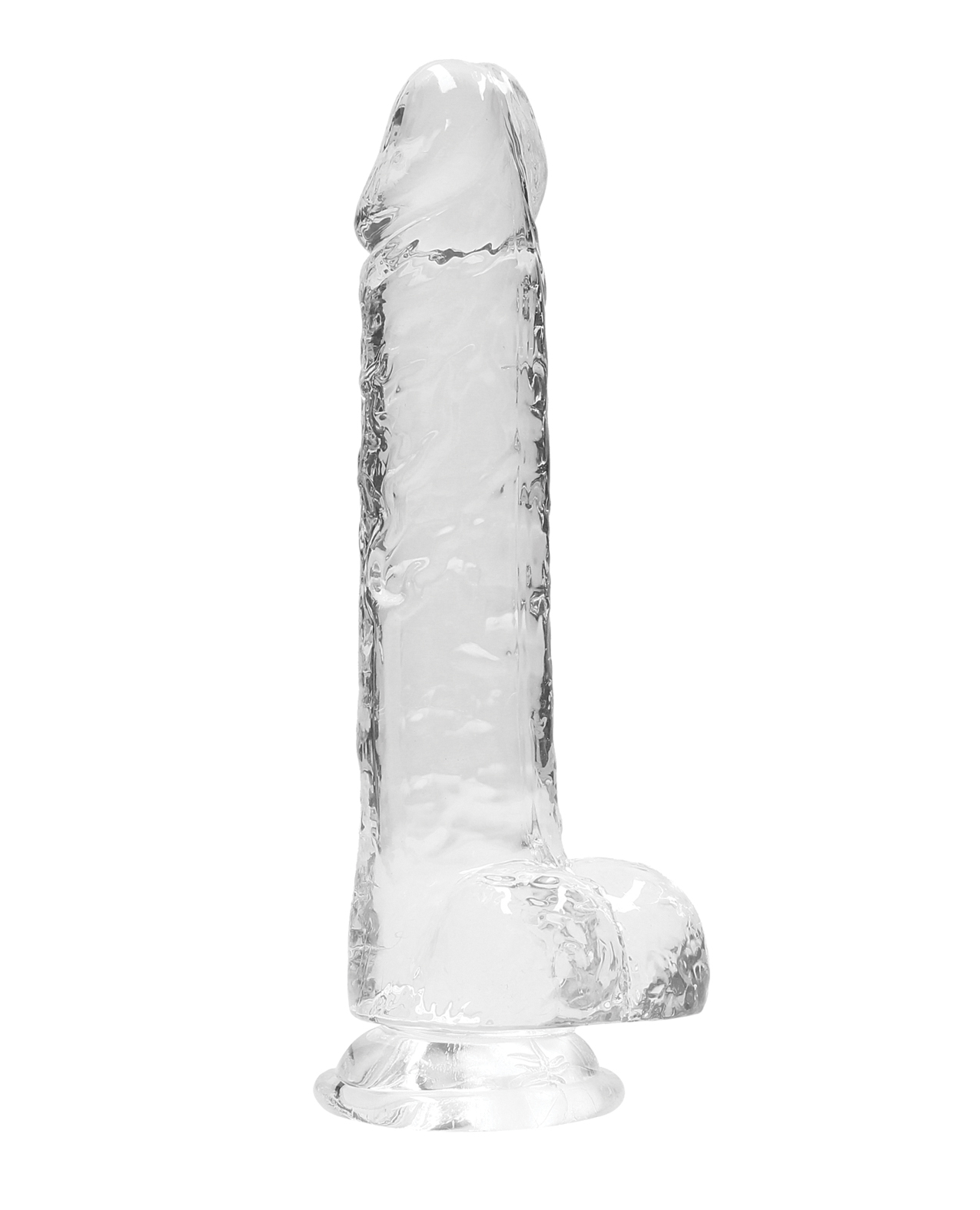 Shots RealRock Realistic Crystal Clear 8" Dildo w/Balls - Transparent Clear - Image 2