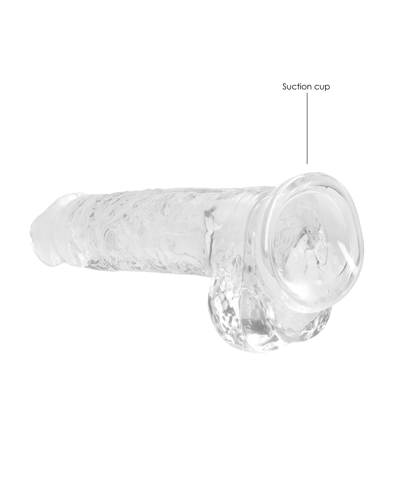 Shots RealRock Realistic Crystal Clear 8" Dildo w/Balls - Transparent Clear - Image 4