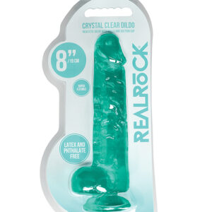 Shots RealRock Realistic Crystal Clear 8" Dildo w/Balls - Turquoise