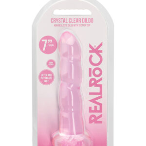 Shots RealRock Crystal Clear Non Realistic 7" Dildo - Pink
