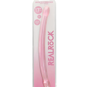 Shots RealRock Crystal Clear 17" Double Dildo - Pink