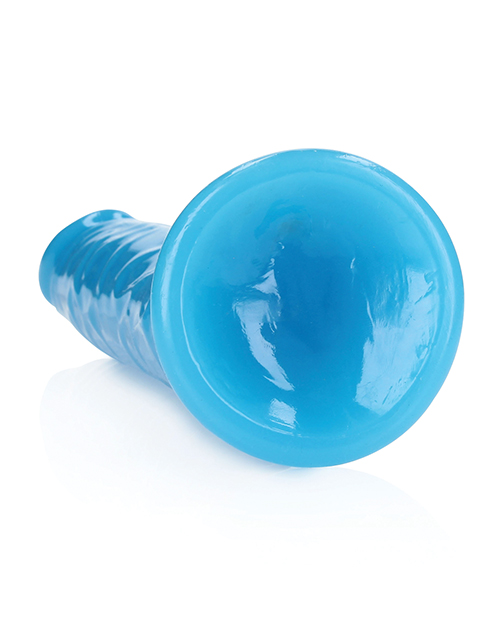 Shots RealRock 10" Slim Dildo Glow in the Dark - Neon Blue - Image 5