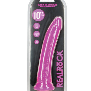 Shots RealRock 10" Slim Dildo Glow in the Dark - Neon Purple