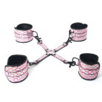 Spartacus Faux Leather Wrist & Ankle Restraints w/Hog Tie - Pink