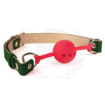 Spartacus Silicone Ball Gag w/Green Gold PU Straps - 46 mm