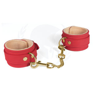 Spartacus PU Ankle Cuffs w/Plush Lining - Red