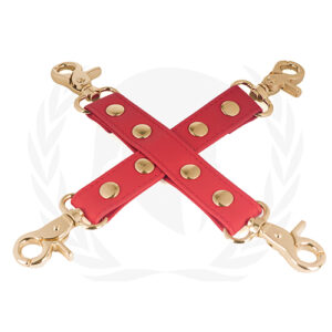 Spartacus PU Hog Tie w/Gold Hardware - Red