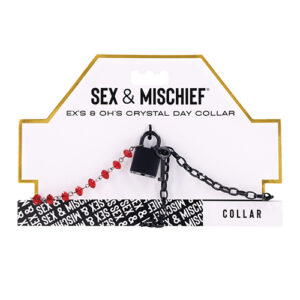 Sex & Mischief Ex's & Oh's Crystal Day Collar - Red/Black