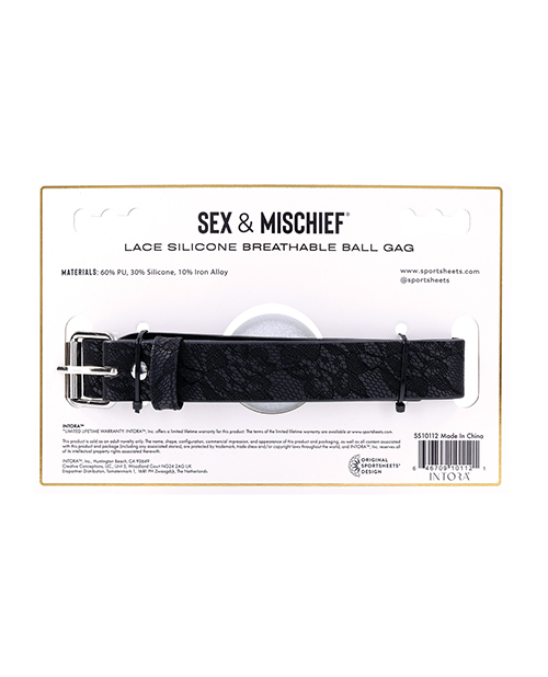 Sex & Mischief Lace Silicone Breathable Ball Gag - Image 2
