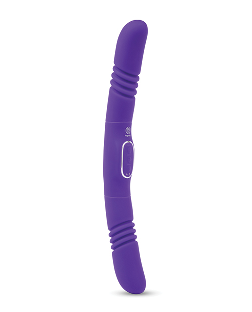 Together Double Delight Double-Ended Vibrating & Thrusting Vibrator - Purple - Image 2