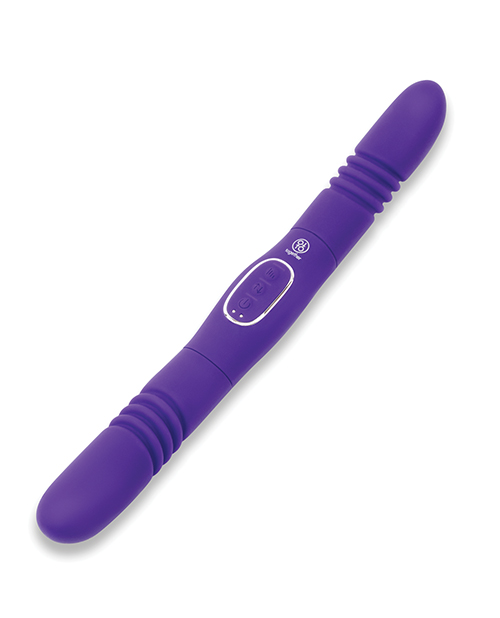 Together Double Delight Double-Ended Vibrating & Thrusting Vibrator - Purple - Image 3