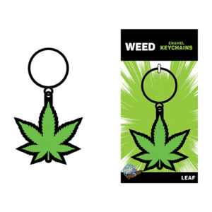 Wood Rocket Weed Pot Leaf Keychain - Green