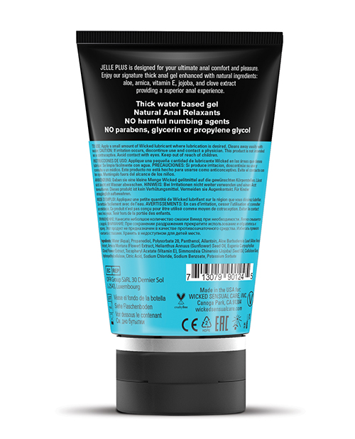Wicked Sensual Care Jelle Plus Water Based Anal Lubricant with Relaxants - 4 oz - Image 3