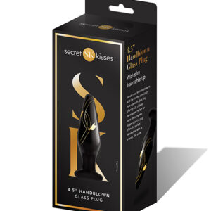 Secret Kisses 4.5" Handblown Glass Plug - Black/Gold