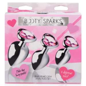 Booty Sparks Pink Heart Gem Anal Plug Set