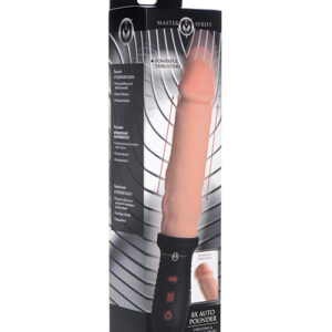 Master Series 8X Auto Pounder Vibrating & Thrusting Dildo w/Handle - Flesh