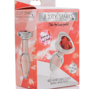 Booty Sparks Red Heart Gem Glass Anal Plug - Small