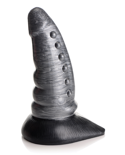 Creature Cocks Beastly Tapered Bumpy Silicone Dildo - Silver/Black - Image 3