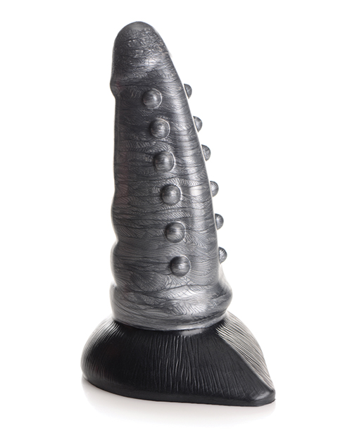 Creature Cocks Beastly Tapered Bumpy Silicone Dildo - Silver/Black - Image 4