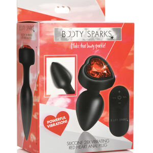 Booty Sparks 28X Silicone Vibrating Red Heart Anal Plug w/Remote - Small