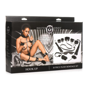 Master Series Hook Up 10 pc Plush Bondage Set - Black
