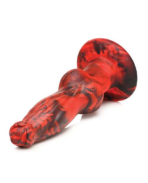 Creature Cocks Hell-Wolf Thrusting & Vibrating Silicone Dildo - Black/Red - Image 4