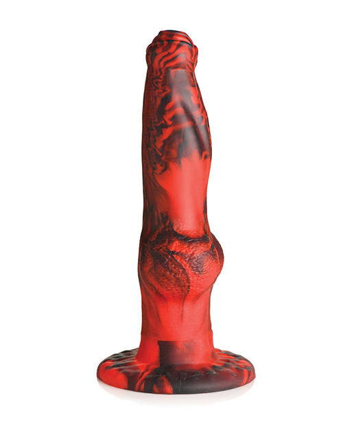 Creature Cocks Hell-Wolf Thrusting & Vibrating Silicone Dildo - Black/Red - Image 5