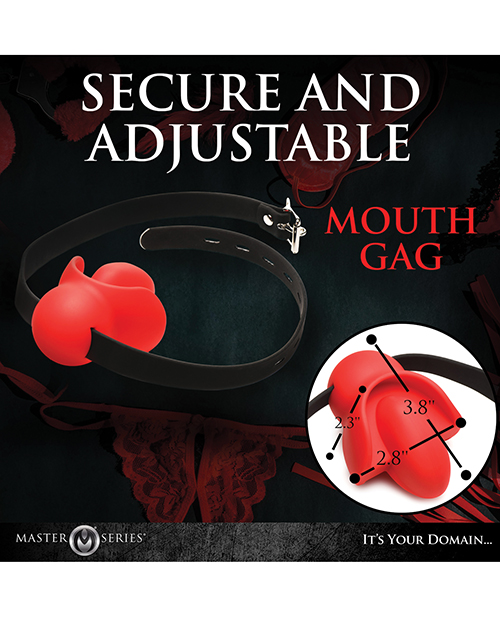 Master Series Gag Order Extreme Silicone Ball Gage - Red/Black - Image 4