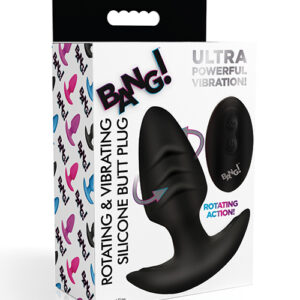 Bang! Rotating & Vibrating Tapered Butt Plug w/Remote - Black