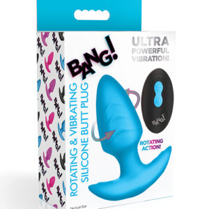 Bang! Rotating & Vibrating Tapered Butt Plug w/Remote - Blue