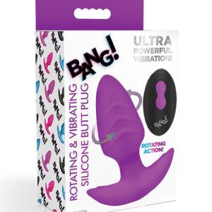Bang! Rotating & Vibrating Tapered Butt Plug w/Remote - Purple