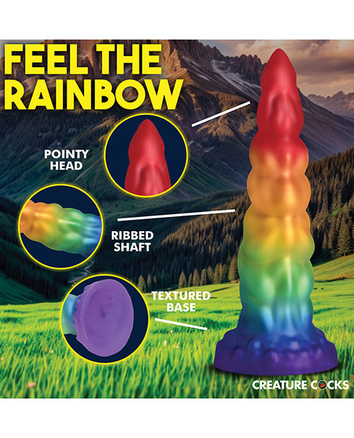 Creature Cocks Magic Rider Unicorn Silicone Dildo - Rainbow - Image 3