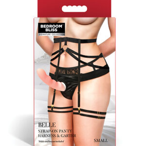 Bedroom Bliss Belle Strap-On Panty Harness & Garter - Small