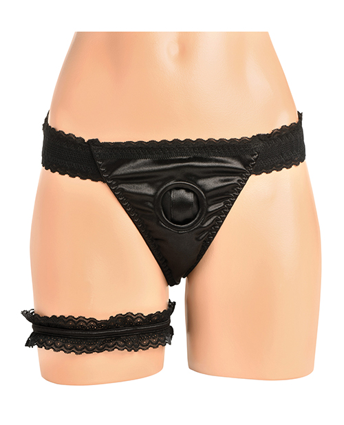 Bedroom Bliss Jolie Strap-On Panty Harness & Garter - Small - Image 3