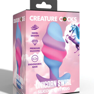 Creature Cocks - Unicorn Swirl Silicone Butt Plug - Large