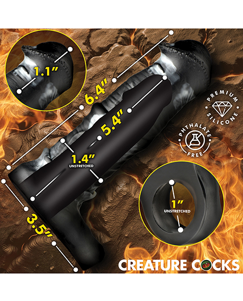 Creature Cocks Stallion 1" Silicone Penis Extension - Black/Silver Large - Image 5
