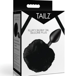 Tailz Fluffy Bunny Tail Silicone Plug - Black